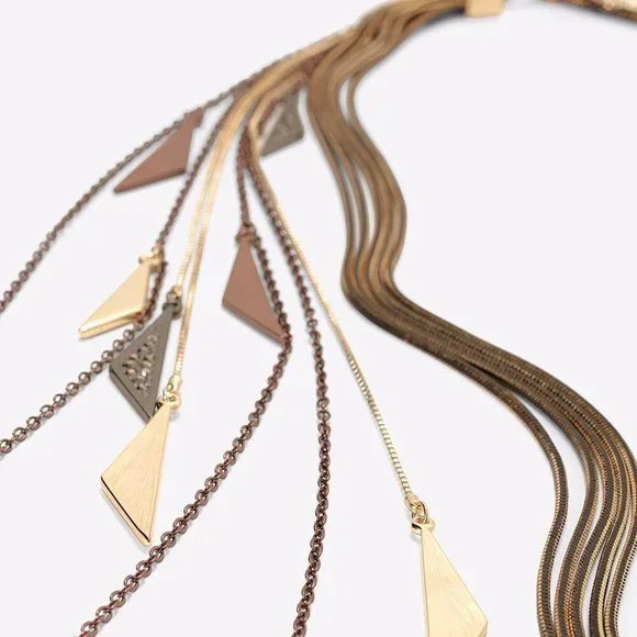 WHITE HOUSE BLACK MARKET WHBM SNAKE CHAIN TASSLE NECKLACE - Picture 6 of 10